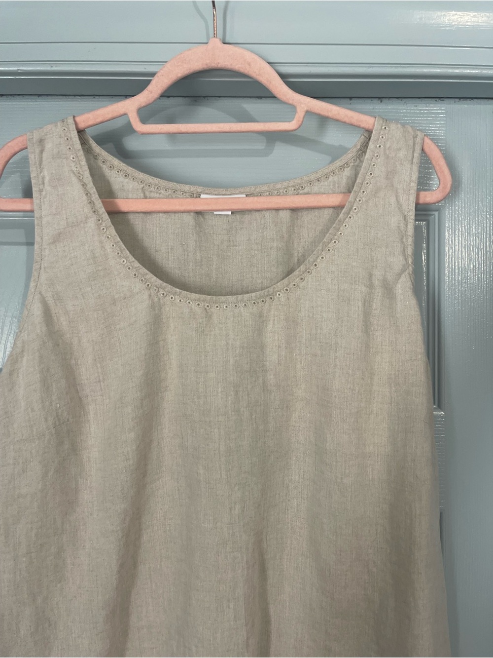 J. Jill Linen Scoop Neck Tank Top - Natural Cream - Picture 2 of 6